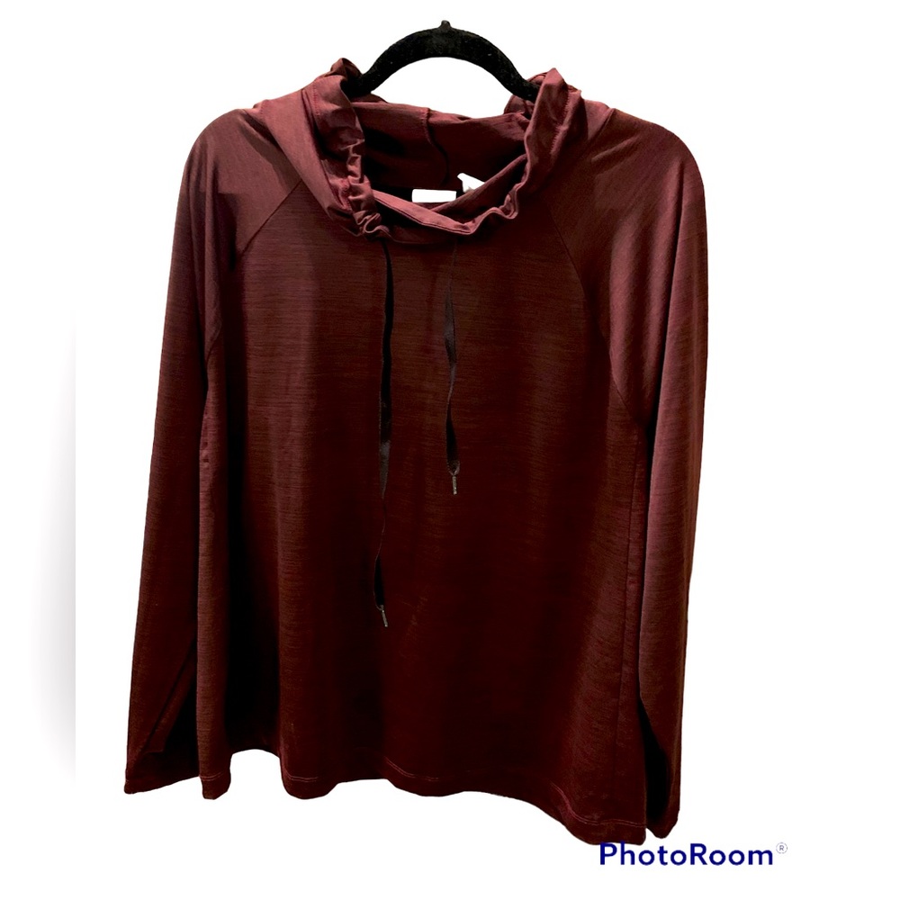 Amazing Athleisure burgundy pullover, lightweight with drawstring neckline